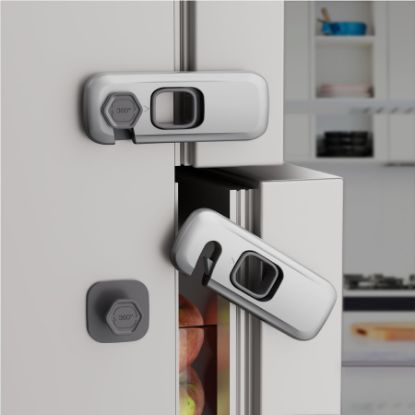 Picture of KIZZHISI 5 Pack Child Proof Refrigerator Lock, Baby Proofing Cabinet Locks, Oven Lock Child Safety, Fridge Lock, for Fridge, Drawers, Dishwasher, Oven, Cupboard, Closet, Adhesive, No Tools Need(Grey)