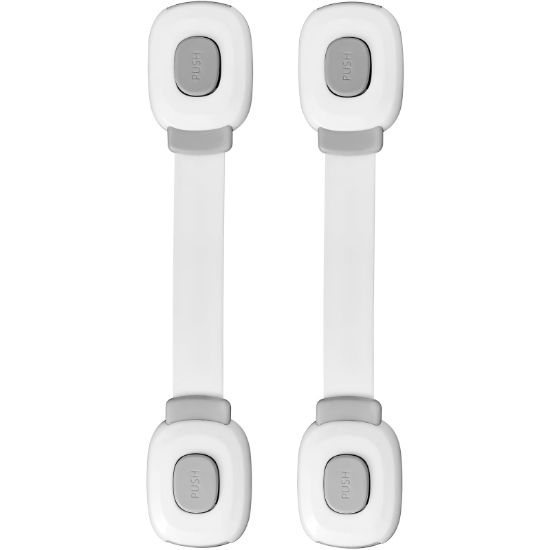 Picture of Fursafe&Q Baby Cabinet Locks, Child Safety Cabinet Proofing -Child Safety Strap Locks Adhesive Drawer Fridge Ovens Door Toilet Latches No Drill Multi-Purpose for Furniture Kitchen Lock (Grey, 2Pack)