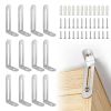 Picture of 12 Pack Baby Proofing Anti Tip Furniture Anchors Kit - Heavy Duty Steel Wall Anchors for Dresser, Cabinet, Bookcase, Earthquake Safety & Pet Proofing in Nursery, Living RoomSilver