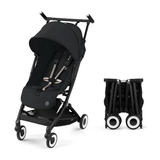 Picture of Cybex Libelle 2 Travel Baby Stroller - Lightweight Carry-On Travel Stroller for Airplane with One-Hand Recline, Compatible with CYBEX Car Seats, Magic Black