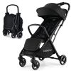 Picture of BABY JOY Lightweight Baby Stroller, Compact Travel Stroller for Airplane, Infant Toddler Stroller w/Adjustable Backrest & Canopy, Storage Basket, Self Standing Gravity Fold, Aluminium Frame (Black)