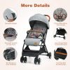 Picture of BABY JOY Lightweight Baby Stroller, Compact Toddler Travel Stroller for Airplane with 5-Point Harness, Adjustable Backrest/Footrest/Canopy, Storage Basket, Easy One-Hand Fold, Gray