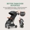 Picture of Bombi Bbee V2 Lightweight Baby Stroller - Premium Vegan Leather, One-Hand Fold, Infinite Recline, Aircraft-Grade Aluminum Frame, XXL Canopy, and Ample Storage Umbrella Stroller - Hickory