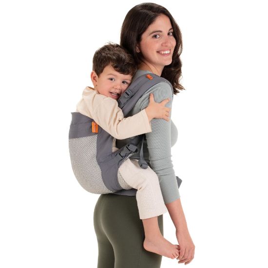 Picture of Beco Toddler Carrier (20-60 lbs) with Breathable 3D Mesh & Extra Wide Seat - Front-Carry & Backpack Style - Lightweight Sling Carrier for Children from 18months - Cool Dark Grey