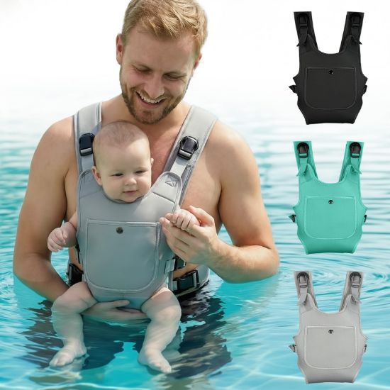 Picture of Neoprene Water Baby Carrier Newborn to Toddler, Ergonomic Waterproof Infant Chest Holder with Adjustable Straps, Breathable & Lightweight Baby Wearing Gear for Summer Pool Swimming & Beach