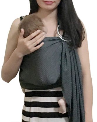 Picture of Vlokup Baby Water Ring Sling Carrier | Lightweight Breathable Mesh Baby Wrap for Infant, Newborn, Kids and Toddlers | Perfect for Summer, Swimming, Pool, Beach | Great for Dad too Grey