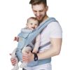 Picture of FRUITEAM 6-in-1 Baby Carrier with Waist Stool/Hip Seat for Breastfeeding, One Size Fits All - Adapt to Newborn, Infant & Toddler (Blue)