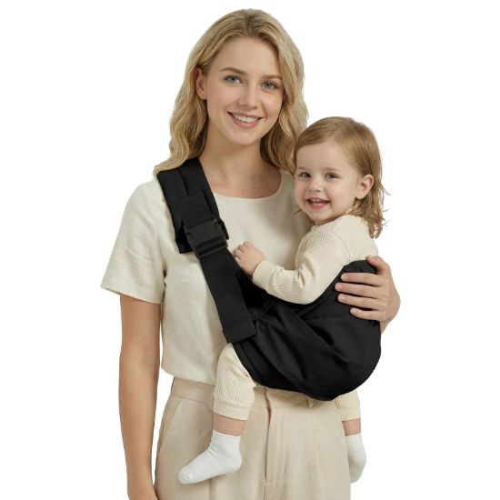 Picture of Holaraon Baby Sling Carrier for Toddler, Baby Carrier Sling, Lightweight Toddler Carrier with Secure Buckle, Premium Cotton Toddlers Hip Carry Sling, Adjustable with Left/Right Shoulder Strap, Black