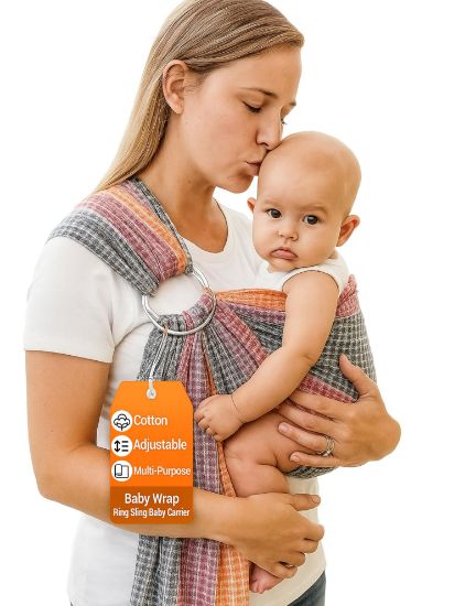 Picture of Hip Baby Wrap - Adjustable Baby Ring Sling & Infant Wrap Carrier for Newborns & Toddlers - Soft Cotton Baby Wrap for Babywearing - for Nursing and Infant Shower Gifts, 8-35 lbs - Rainbow Honeycomb