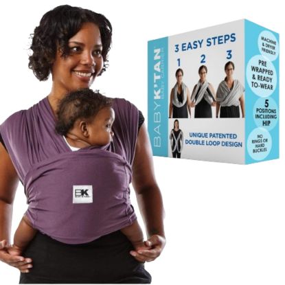Picture of Original Baby K'tan Baby Carrier: #1 Easy Pre-Wrapped, Soft, Slip-On, No Rings, No Buckles | 5 in 1 Baby Sling for Hands-Free Comfort | Eggplant | Medium