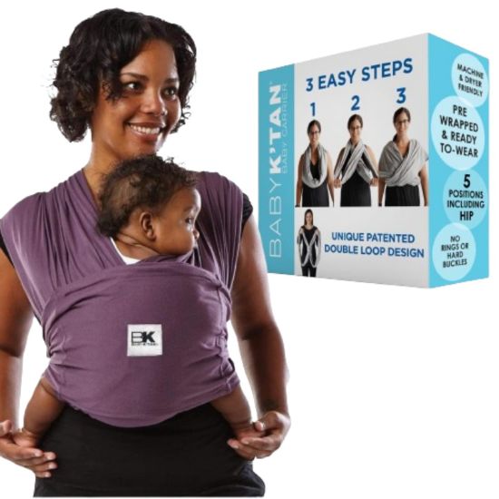 Picture of Original Baby K'tan Baby Carrier: #1 Easy Pre-Wrapped, Soft, Slip-On, No Rings, No Buckles | 5 in 1 Baby Sling for Hands-Free Comfort | Eggplant | Medium