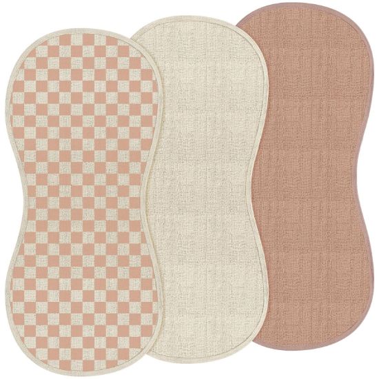Picture of Hahafelt 3 Pcs Changing Pad Liners Fits in Peanut Shape Changing Pad Waterproof Diaper Mats Organic Cotton Peanut Mats are Warm on a Baby's Back, Washable Reusable(Checker Style,Brown)