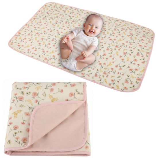 Picture of Baby Diaper Changing Pad, 19.7"x25.6" Waterproof Changing Pad Liners with Muslin Cotton Front Top and Leather Back, Soft and Absorbent Portable Changing Mat for Travel, Changing Station