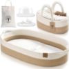 Picture of J&JOO Baby Changing Basket includes Diaper Caddy - Soft & Waterproof Dual-Cover, Portable, Changing Pad for Dresser & Changing Table, Gift for Baby Shower, Organic Cotton Rope