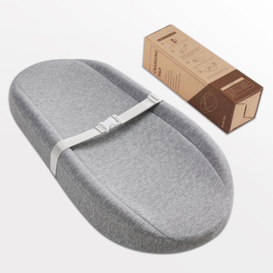 Picture of Blissful Diary Baby Changing Pad with Waterproof Lining Foam, Includes a Soft & Washable Cover, Contoured Changing Table Pads for Dresser Top with Non-Slip Bottom, 3216 (Grey, Avocado)