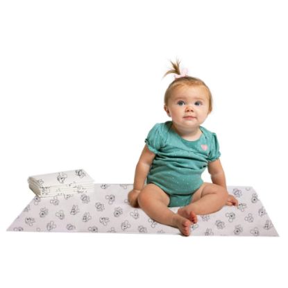 Picture of Disney Baby by J.L. Childress Disposable Changing Pads for Babies - Diaper Changing Table Covers, Baby Travel Essentials, Absorbent Liner Pads, Leak-Resistant, 26"x18"- Mickey & Minnie Mouse, 24 Count