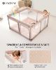 Picture of Joypony Baby Playpen with Mat, 50x50 in Small Play Pen for Babies, Toddler Playpen for Apartment, Indoors Play Yard with Soft Breathable Mesh (Beige with Mat)