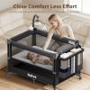 Picture of GAIVE 4 in 1 Baby Bassinet, One-Push Setup Pack and Play, Bedside Crib Sleeper with 3 Height AdjustableDiaper Changer, Come with Comfy Mattress, Rotating Toy Bar, from Infants to Toddlers (Black)