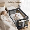 Picture of GAIVE 4 in 1 Baby Bassinet, One-Push Setup Pack and Play, Bedside Crib Sleeper with 3 Height AdjustableDiaper Changer, Come with Comfy Mattress, Rotating Toy Bar, from Infants to Toddlers (Black)