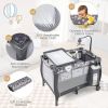 Picture of Costzon 3 in 1 Pack and Play with Bassinet, Portable Baby Playard with Changing Table, Music Box, Whirling Toys, Wheels/Brake, Basket, Foldable Infant Bassinet Crib for Baby Toddlers Indoor Outdoor