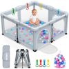 Picture of OCATO Baby Playpen: Foldable Playpen for Babies and Toddlers Large Play Pen Portable Playpen Fence Indoor Outdoor Kids Safety Area Travel Play Yard with 1 Storage Bag 4 Handlers 50 Balls (50" 50")