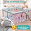 Picture of OCATO Baby Playpen: Foldable Playpen for Babies and Toddlers Large Play Pen Portable Playpen Fence Indoor Outdoor Kids Safety Area Travel Play Yard with 1 Storage Bag 4 Handlers 50 Balls (50" 50")