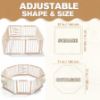 Picture of M MEEPO Foldable Baby Playpen, 57 x 57 x 25 in, Adjustable Shape & Size Wooden Baby Playpen with 2-Pack Storage Bags, Nature Pine Wood Play Yard for Infant, Toddler, Safety Lock Door, Build in Toys
