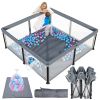 Picture of TOREVSIOR Foldable Baby Playpen with Mat, 50"50" Collapsible Play Pen for Babies and Toddlers, Indoor & Outdoor Kids Safety Play Pen, Portable Play Yard, Foldable Baby Playpen with 50 Ocean Balls