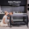 Picture of Pamo Babe Baby Playard with Canopy, Portable Crib with Changing Table