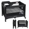Picture of ANGELBLISS Baby Bassinet Bedside Crib, Pack and Play with Mattress, Diaper Changer, One-Push Setup Playards from Infants to Toddlers (Balck)