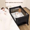 Picture of ANGELBLISS Baby Bassinet Bedside Crib, Pack and Play with Mattress, Diaper Changer, One-Push Setup Playards from Infants to Toddlers (Balck)
