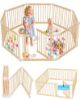 Picture of CONKKA Foldable Wooden Baby Playpen Large Play Yard for Babies, 2 in1 New Mom Helper Portable Fence, 25" Tall Safe Wood Gate with Adjustable Size & Shape for Infants 3-18 Months -63x63x25 inch