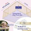 Picture of CONKKA Foldable Wooden Baby Playpen Large Play Yard for Babies, 2 in1 New Mom Helper Portable Fence, 25" Tall Safe Wood Gate with Adjustable Size & Shape for Infants 3-18 Months -63x63x25 inch