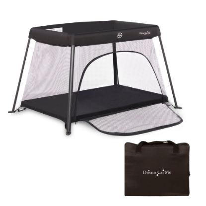 Picture of Dream On Me Travel Light Baby Playard with Zipper Access Door, Breathable Mesh Sides with Soft Comfortable Mattress, Easy Fold Design with Travel Carry Bag, Compact Space Saving Design - Black