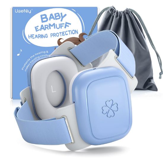 Picture of UseNiy Baby Ear Protection for Infants and Toddlers (3 to 48 Months) - Safe fit & Comfort Earmuffs- 25dB Noise Cancelling Headphones for Travel, Airplanes, Concerts - Blue