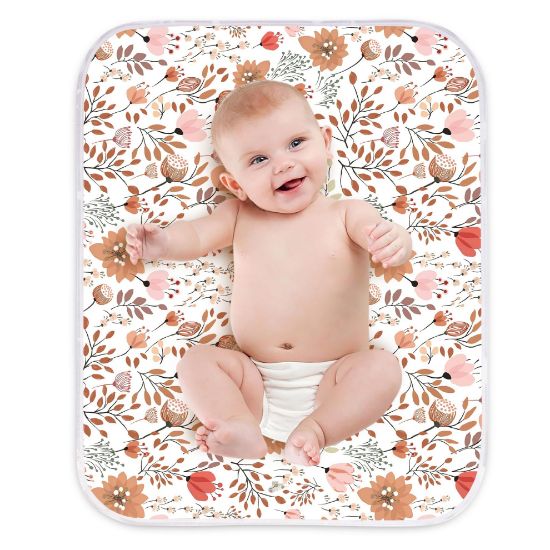 Picture of Diaper Changing Pads for Baby, Flower Change Mat, 3Layers Waterproof Change Pad Foldable Absorbent Mats for Women, Reusable Incontinence Underpads for Patient 24''x30''