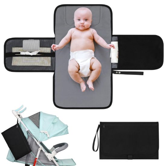 Picture of Accmor Portable Diaper Changing Pad, Waterproof Baby Changing Mat, Baby Diaper Changing Pad for Travel, Black