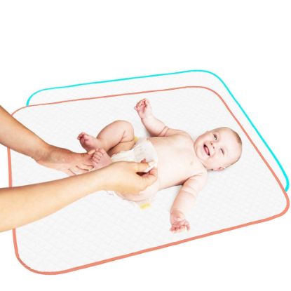 Picture of Portable Changing Pad - Waterproof Reusable Baby Changing Mats for Girls Boys - Large Size 25.5x31.5 Pack of 2 - Reinforced Seams & Free Storage Bag - Change Diaper Mat On the Go - Warranty 2 y