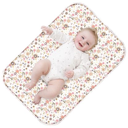 Picture of Coinarin Baby Diaper Changing Pad - 31.5" x 21.5" Extra Large Waterproof Absorbent Portable Changing Mat, Reusable Changing Pad Liner for Travel or at Home Use(Floral2)