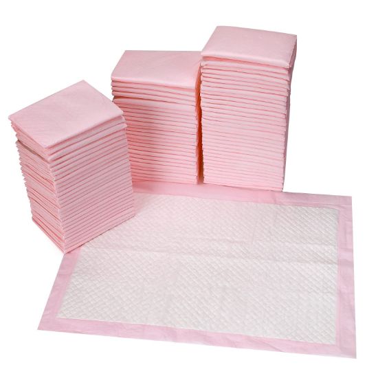 Picture of 80 Count Disposable Baby Changing Pads, 18x18 Pink - Super Absorbent Leakproof Quick-Drying, Soft Skin-Friendly Disposable Underpads for Infants, Mess-Free Diaper Changes at Home or On-The-Go