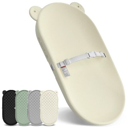 Picture of FLEUFAB Baby Changing Pad, EVA Waterproof Non-Slip Changing Table Pad with Adjustable Strap for Dresser Changing Table Nursery, Portable Diaper Changing Pad, Oat