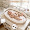 Picture of JVEOO Baby Changing Basket with Diaper Changing Pad, Breathable & Waterproof Dual-Cover Foldable Portable Travel Cotton Rope Baby Changing Mat for Dresser & Table Gift for Baby Shower