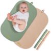 Picture of Portable Baby Diaper Changing Mat,Soft Faux Leather, Wipeable & Easy to Clean,for Home or Travel, Waterproof, with Storage Strap,Easily Put into Diaper Bag,30 x 17 in (Beige & Sage Green)