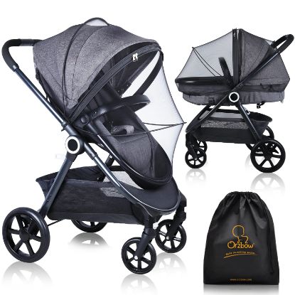 Picture of Orzbow Mosquito Net for Stroller | Universal Baby Bug Net for Strollers, Car Seats, Bassinets, Cradles, Mini Cribs, Breathable & Foldable Mosquito Cover with Travel Bag, Baby Summer Essentials, Black