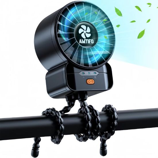 Picture of AMTIFO Portable Stroller Fan - 4-Speed Rechargeable USB Fan, Quiet Clip-on Baby Fans for Stroller Crib and Travel - Compact & Battery-Operated Cooling Fans for Baby Comfort on the Go