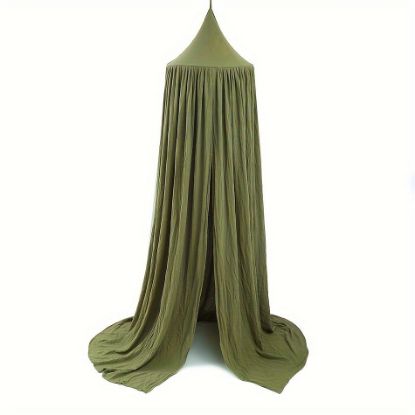Picture of Vhaso Cotton Kids Bed Canopy, Nursery Room Baby Crib Hanging Curtain Mosquito Net Hideaway Bedding Children Reading Nook Decoration, Pastel Neutral Color for Boys & Girls (Green)