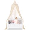 Picture of jiangcha Bed Canopy for Girls - Princess Bed Canopy - Crib Canopy for Boys and Girls Bedroom Decor, Suitable for Use in Cribs Canopy Bed Curtains (Beige)