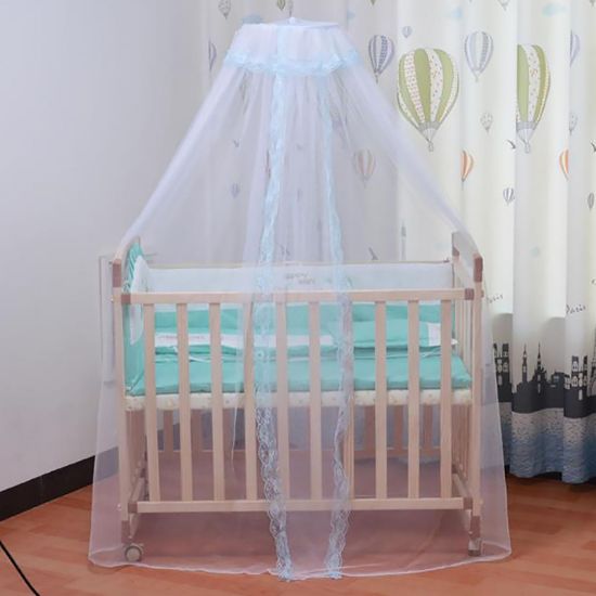 Picture of Vawolecy Universal Crib Floor Mosquito Net, Foldable Mosquito Mesh Palace Dome Baby Bed Canopy with Lace for Baby Kids Without Stand