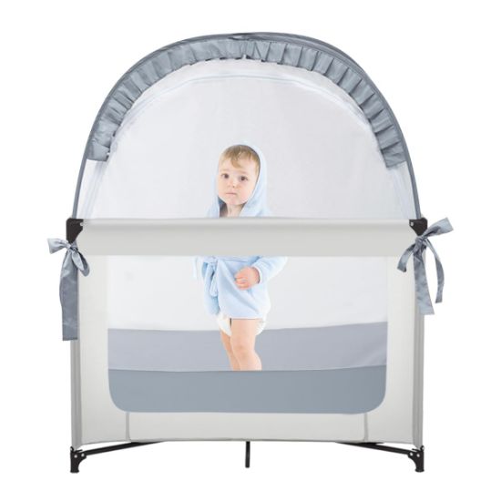 Picture of L RUNNZER Baby Pack and Play Tent, Pack N Play Canopy to Keep Baby from Climbing Out, Crib Tent for Playard, Pop Up Mini Crib Tent Against Falls, R07s-blue