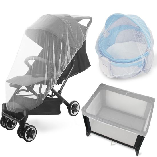 Picture of 2 Pack Baby Mosquito Net for Stroller, Playard & Bassinet, Reusable Bug Net for Cradles, Carrier, Pack and Plays and Portable Mini Crib, Baby Playpen Mosquito Net Cover, White